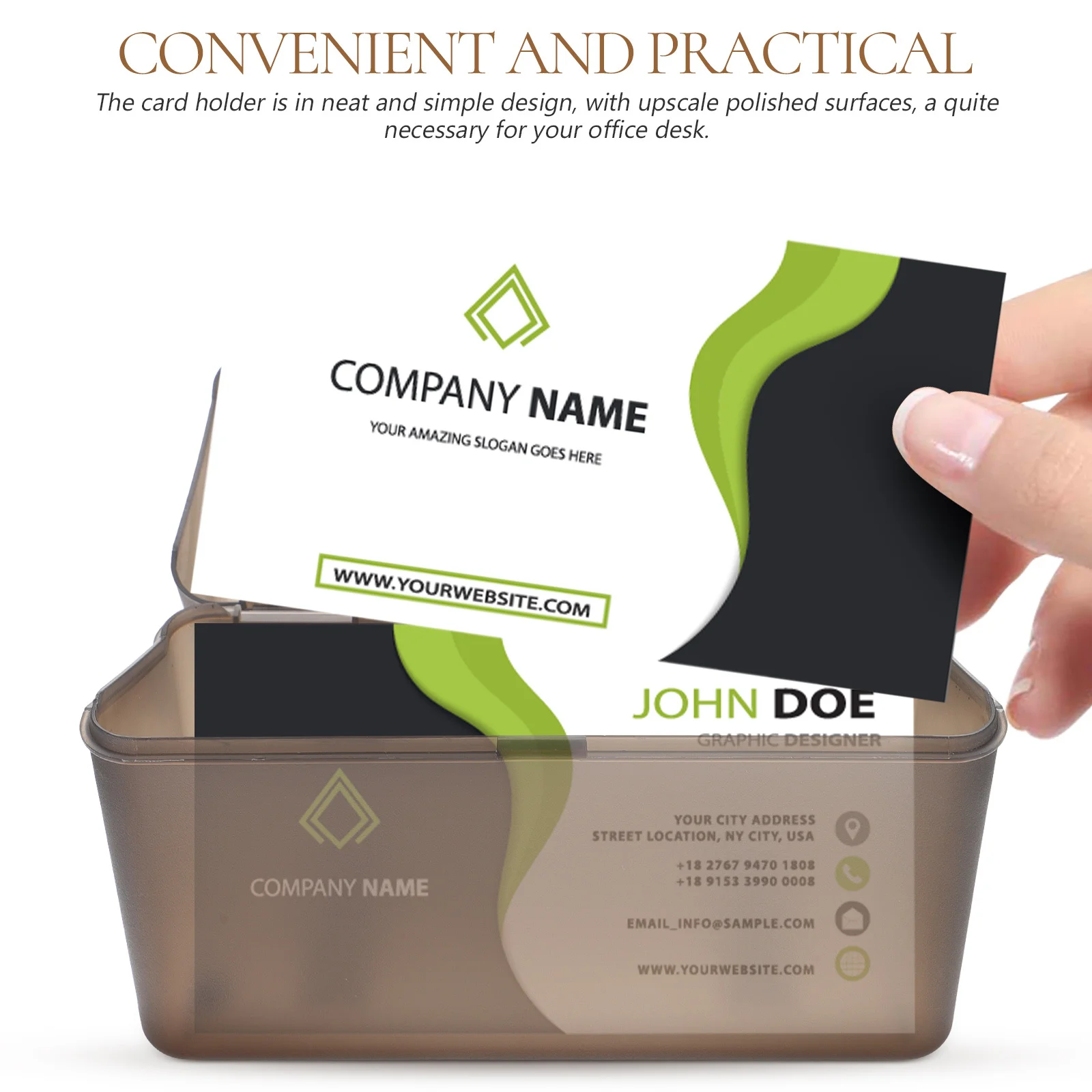 

Business Card Box Desktop Holder Non Slip Thick Base Plastic Cards Organizer Business Card Storage Office Accessory