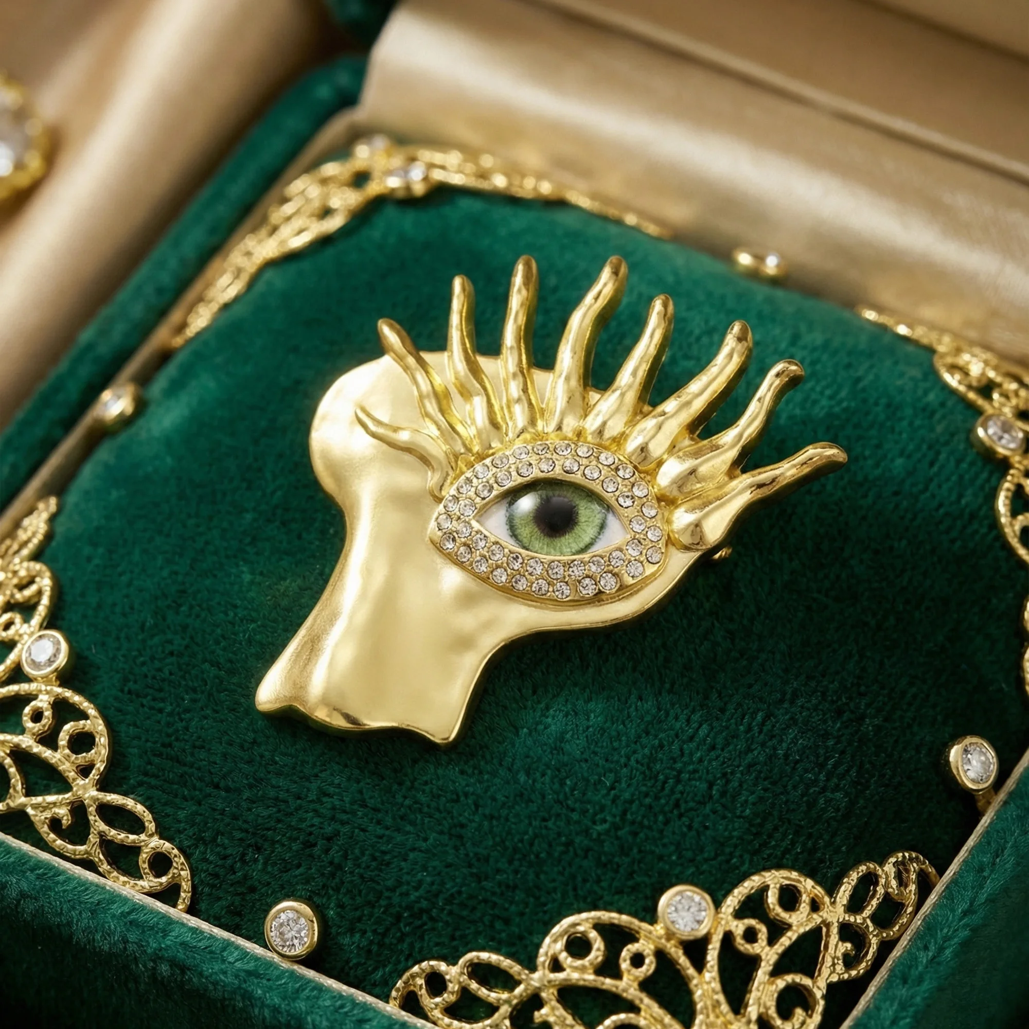 

Vintage Rhinestone Eye Brooches for Unisex Women Character Pins Friend Event Party New Gifts Jewelry Decoration Accessories