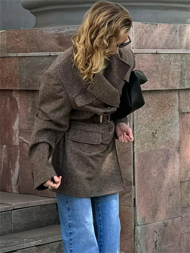 Tossy Elegant Commute Lapel Overcoat Jackets Women's Patchwork Loose Long Sleeve Pocket Luxury Coat Winter Female Jackets Coat