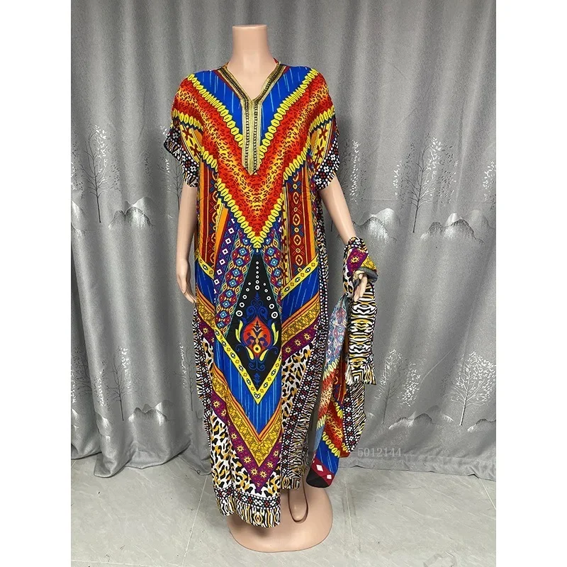 

Летнее платье макси для женщин, свободное платье с длинным принтом и коротким рукавом, женское летнее платье в африканском стиле Анкара, 2026, новые поступления