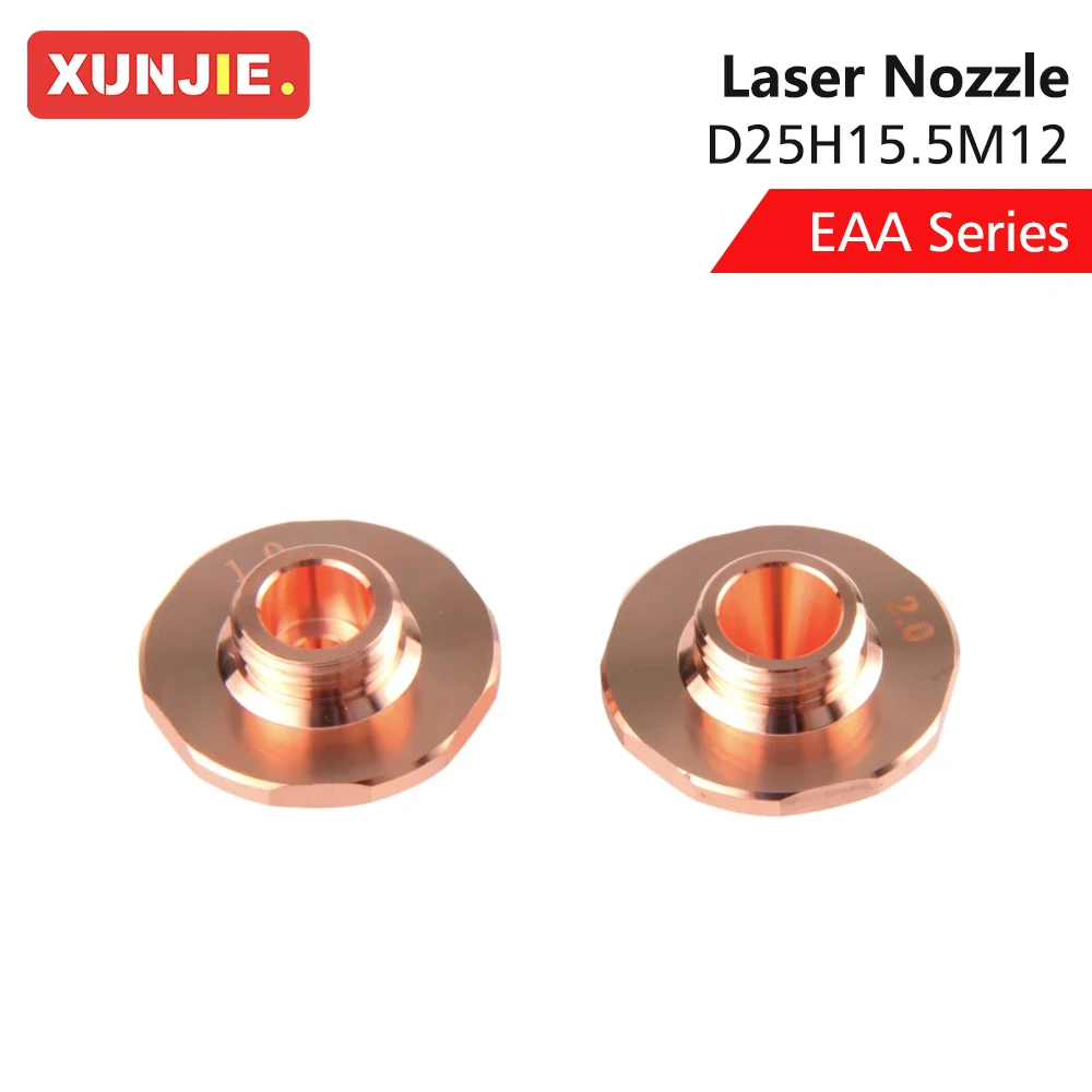 XUNJIE 10 Pz/lotto Serie EAA Ugello Laser D25H15.5M12 Singolo Strato Senza Cromo 0.8-2.7mm Per TR Fibra Laser Testa di Taglio Metallico