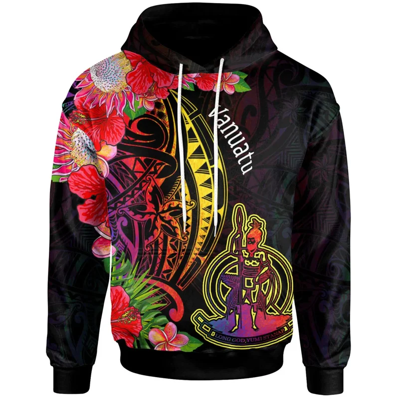 3D Epi Seal Of Vanuatu Polynesian Patterns Print Hoodies For Men Vanuatu Coat Of Arms Graphic Hooded Hoody Tops Pullovers Hoodie