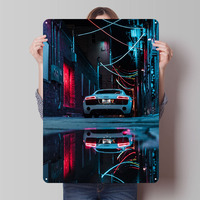Neon Audi R8 Alley Sign Car Poster Garden Decorations for Gardens Custom Metal Tin Signs for Wall Art Decoration Coffee Bar Room
