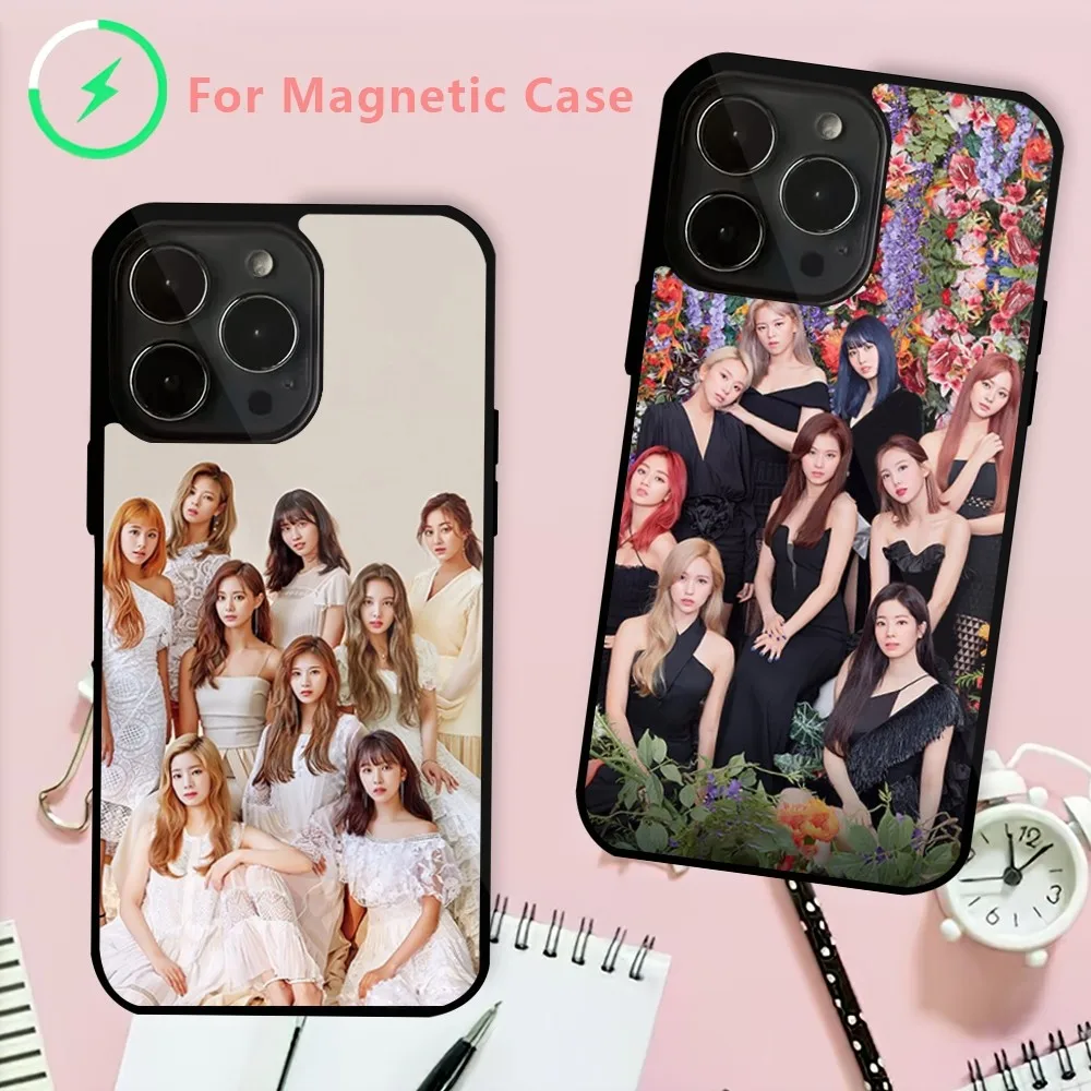 Kpop Girl Group Twice Phone Case For iPhone 15 14 13 12 Mini Pro Max Plus Magnetic Attraction Shell