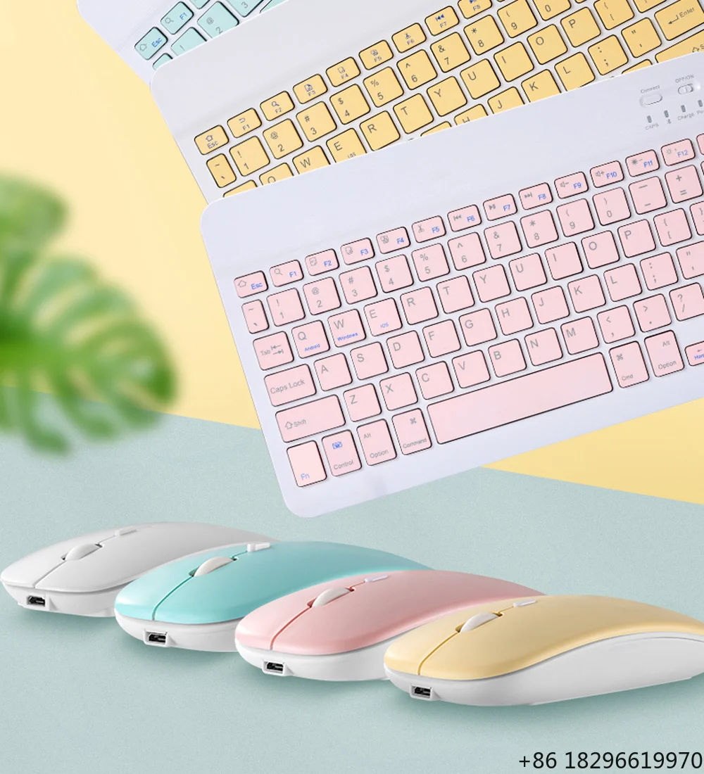 Universal Portable Wireless Mini Bluetooth Keyboard Mouse Combo Compatible Pad  Phone Tablet