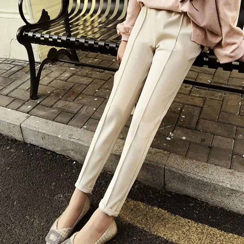 Thicken Women Pencil Pants womens 2022 Autumn Winter clothes OL Style Wool Female Work Suit Pant Loose Female Trousers Capris