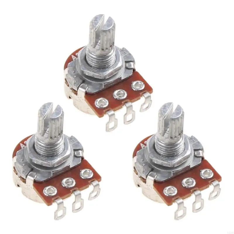 N58B 3pcs A250k Potentiometer Splined Pot Electric Guitar Bass Effect Amp Tone Volume