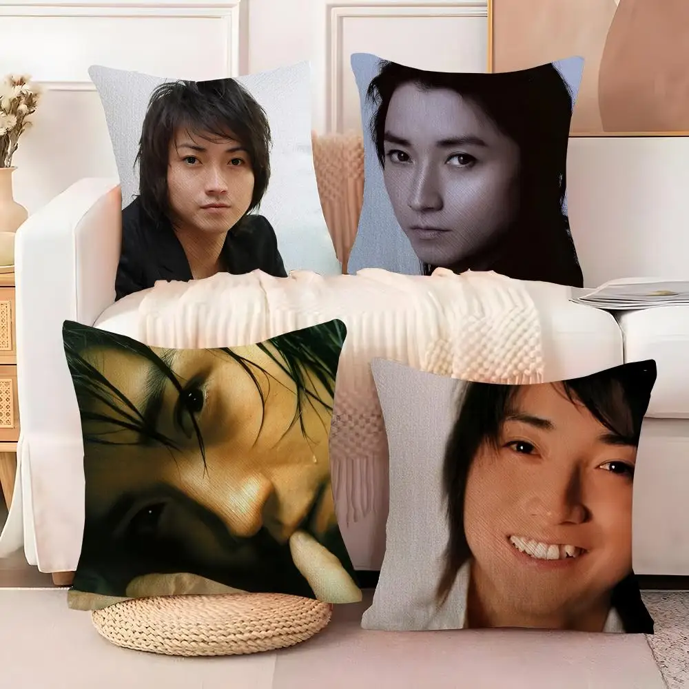 Tatsuya Fujiwara Actor Cushion Cover  Plush Fabric Soft Double Sided Print Sofa Cushion Cover Throw Pillow Covers