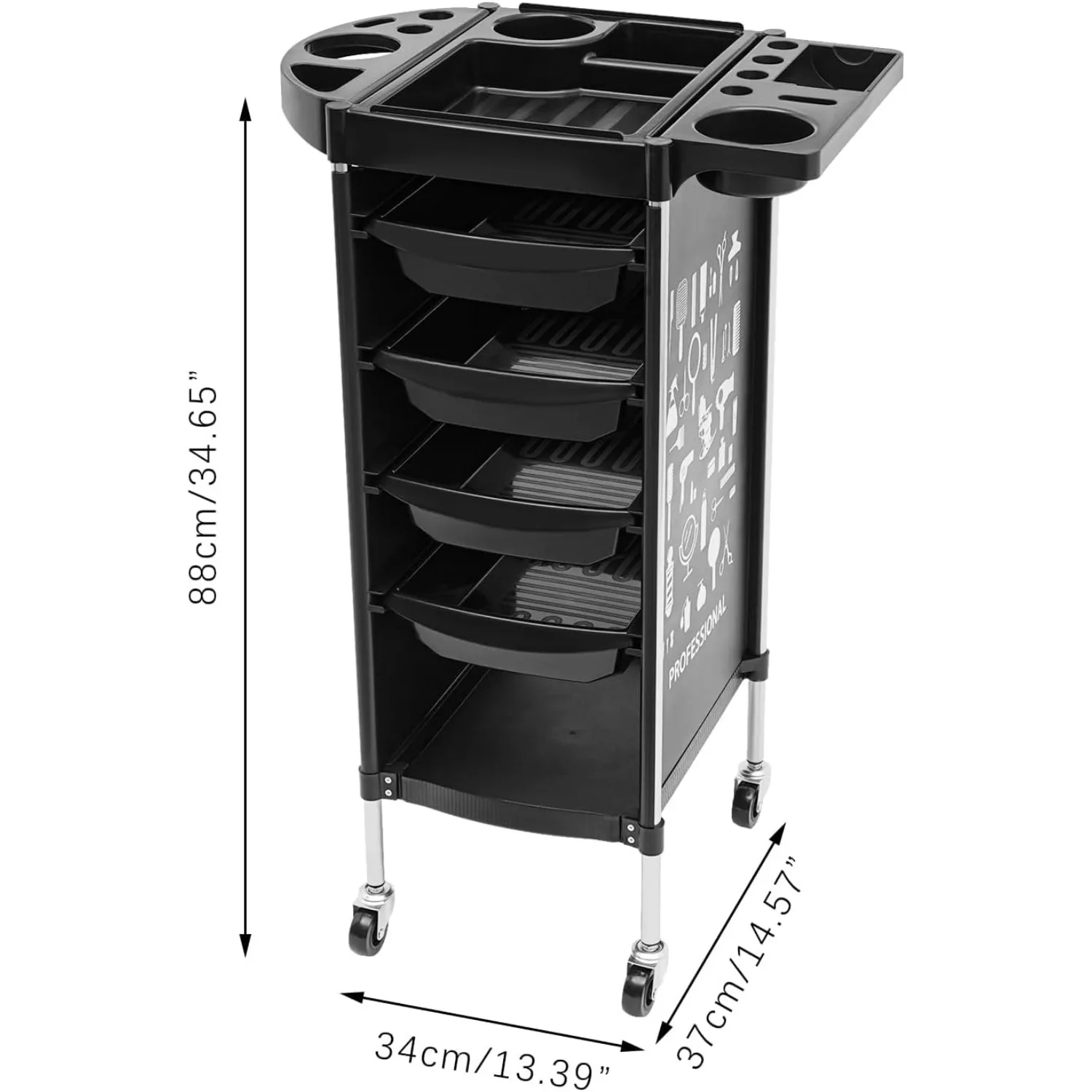 Chariot de salon avec serrure, coiffeur à 4 côtés de proximité, maison concise, coiffure, outil de proximité pour salon de beauté