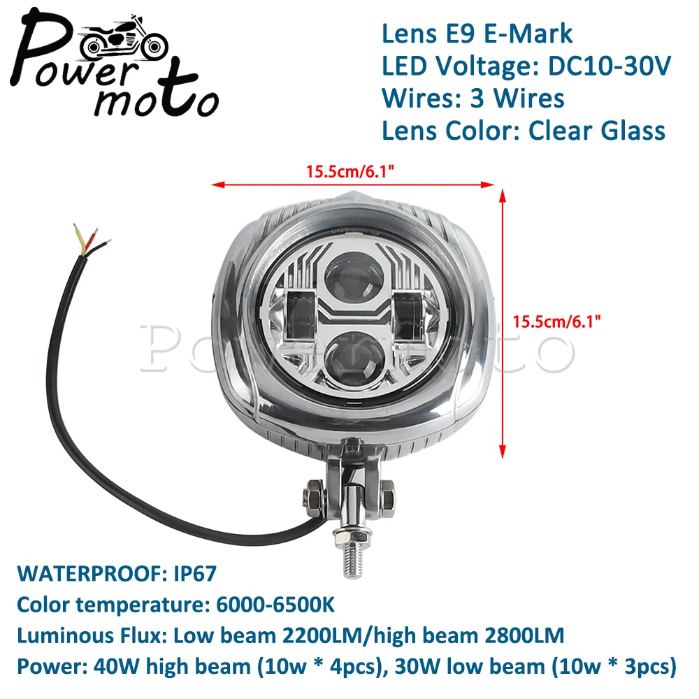 Old School Motorcycle Headlight Retro Hi/Lo Beam Front Light Bobber Headlamp For Harley Chopper Dyna Custom Cafe Racer Kawasaki