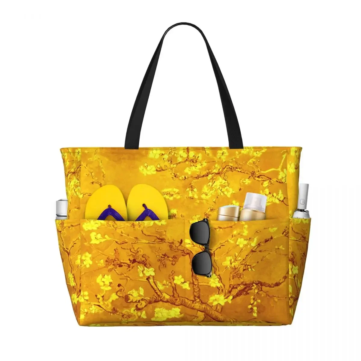 Custom Vincent Van Gogh Painting Tote Bag for Women Large Capacity Almond Blossoms Gym Beach Travel Bags