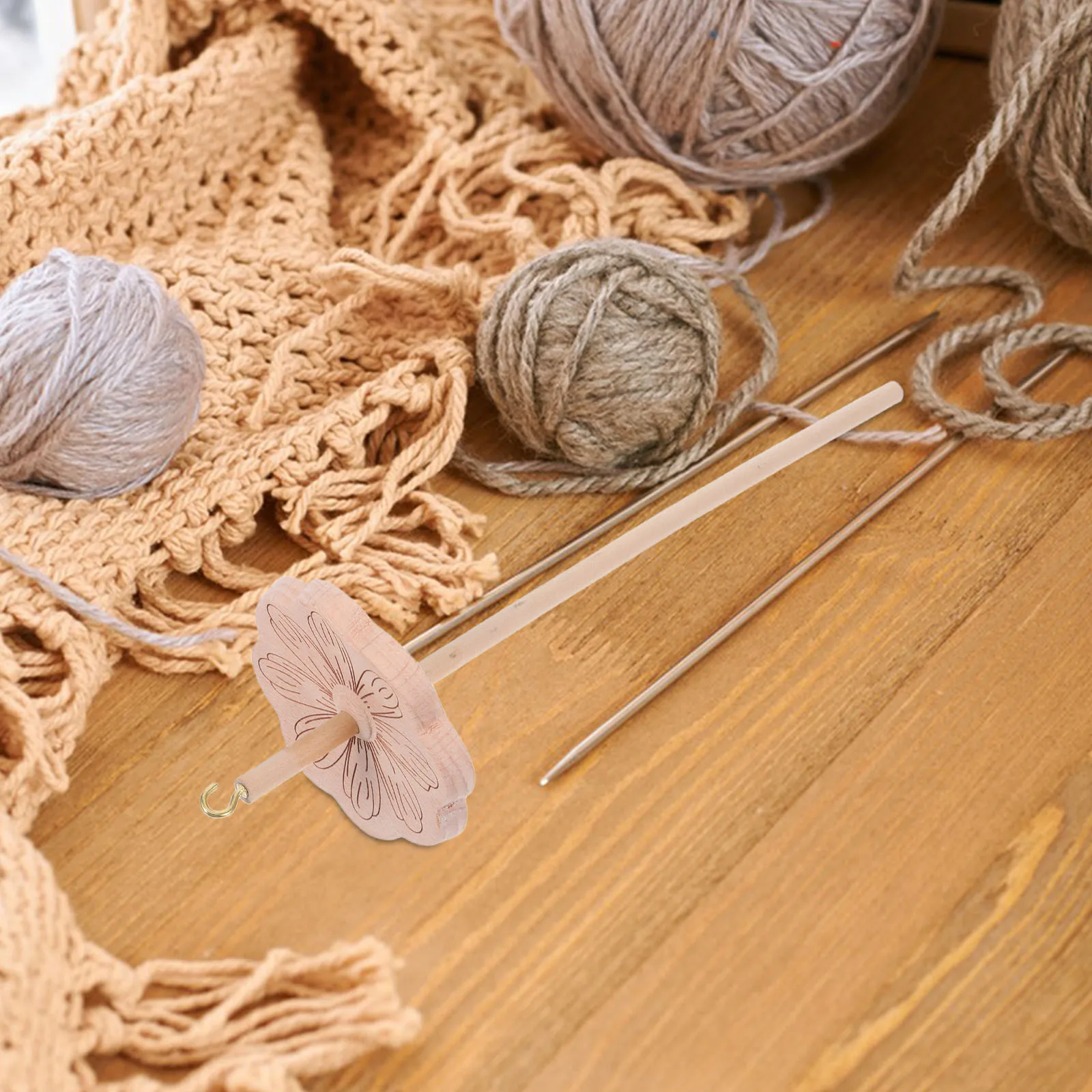 

Wooden Yarn Spinning Wheel Accessory Handcrafted Hardwood Drop Spindle for Roving Enthusiasts Versatile Usage in Textile Studios