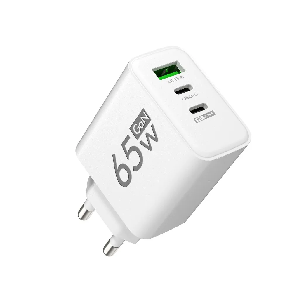 

Зарядное устройство GaN USB мощностью 65 Вт, USB Type C, быстрая зарядка 3.0, настенное зарядное устройство с 3 портами, вилка EU/US для Samsung/Xiaomi/Huawei