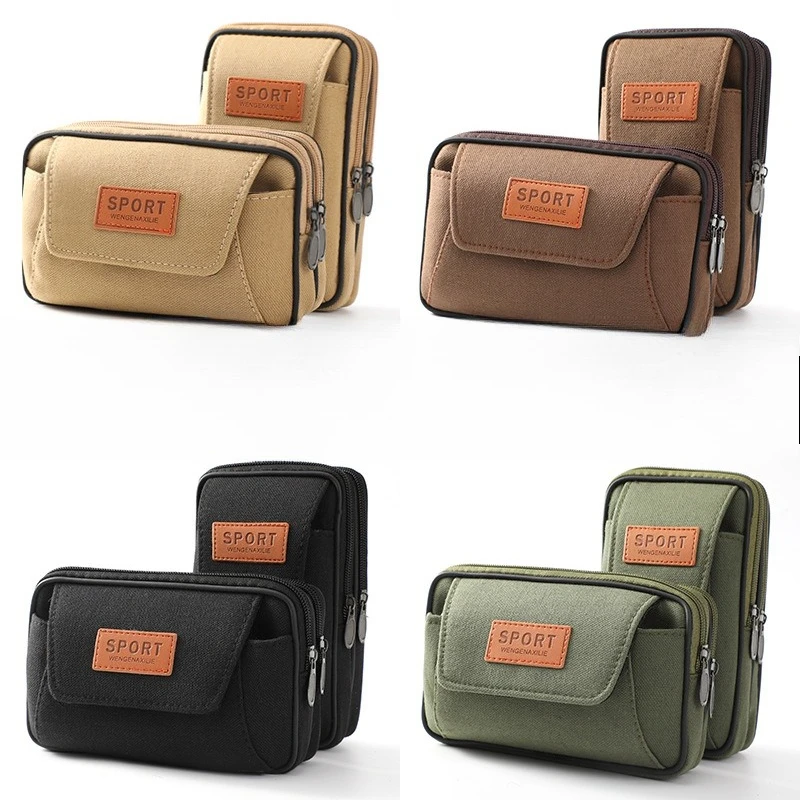 

Износостойкая холщовая мужская поясная сумка с ремнем, хранилищем для мобильного телефона, портмоне, многофункциональная поясная сумка с карманом для рабочего телефона