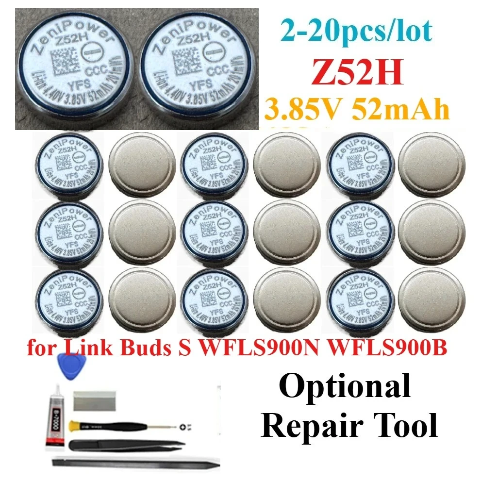 2-20pcs 3.85V Z52H ZeniPower 52mAh for Link Buds S WFLS900N WFLS900B Headphone Battery 3.85V Z52H Capacitor Integrated Circuit