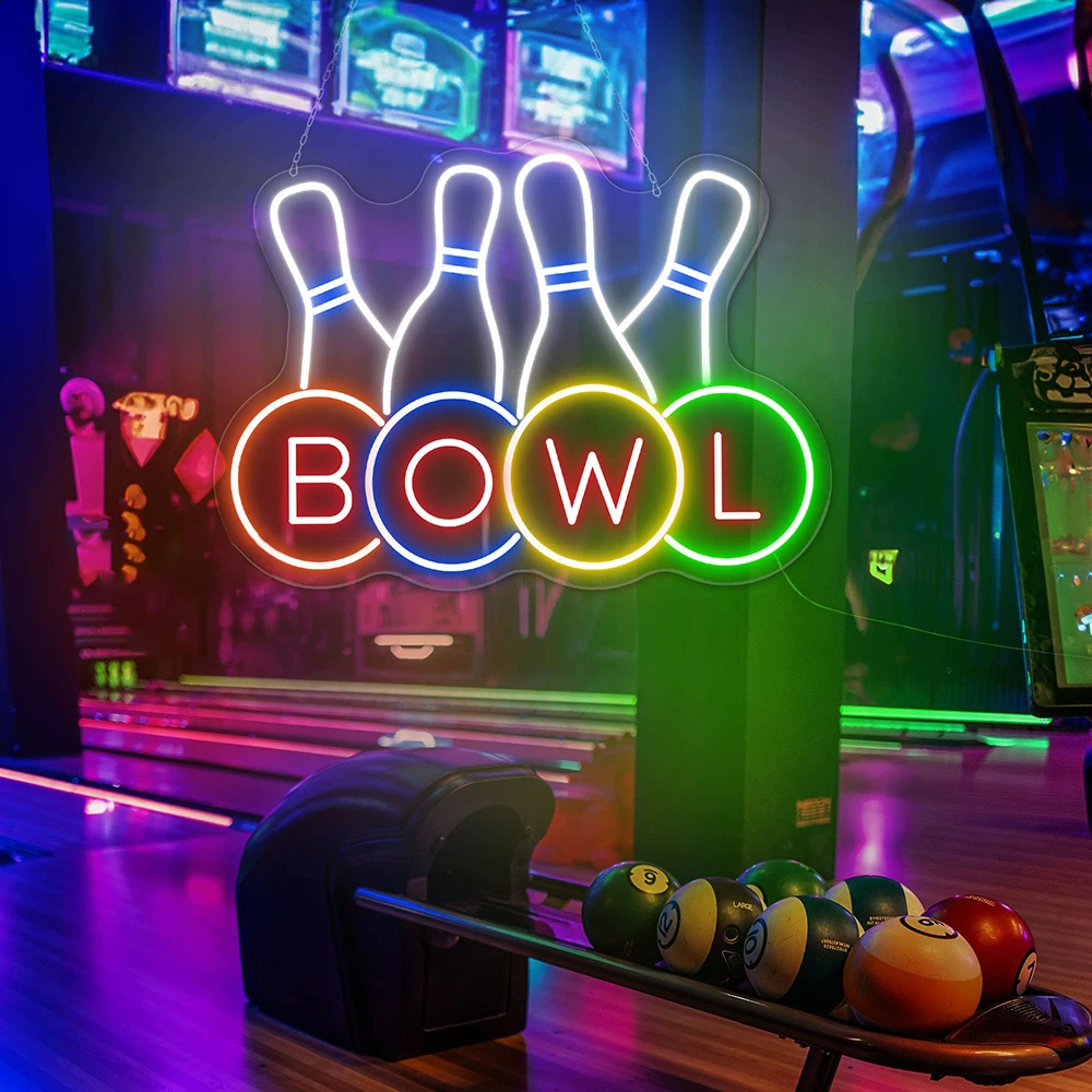 

Bowling Neon Sign Bowling Shop Open LED Light Signs For Business Bowling Room Wall Art Decor Personalized Custom Neon Lights