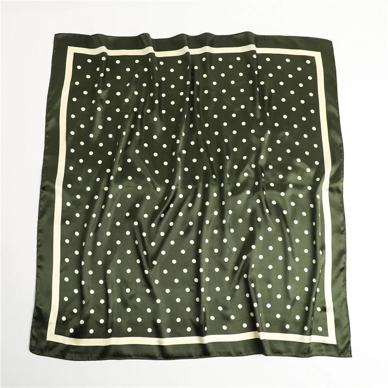 Polka Dot Kopftuch Seide Satin Hals Schal Für Frauen Drucken Hijab Schals Weibliche 90*90 cm Quadratische Tücher und Wraps Schals Für Dame – Detail 6