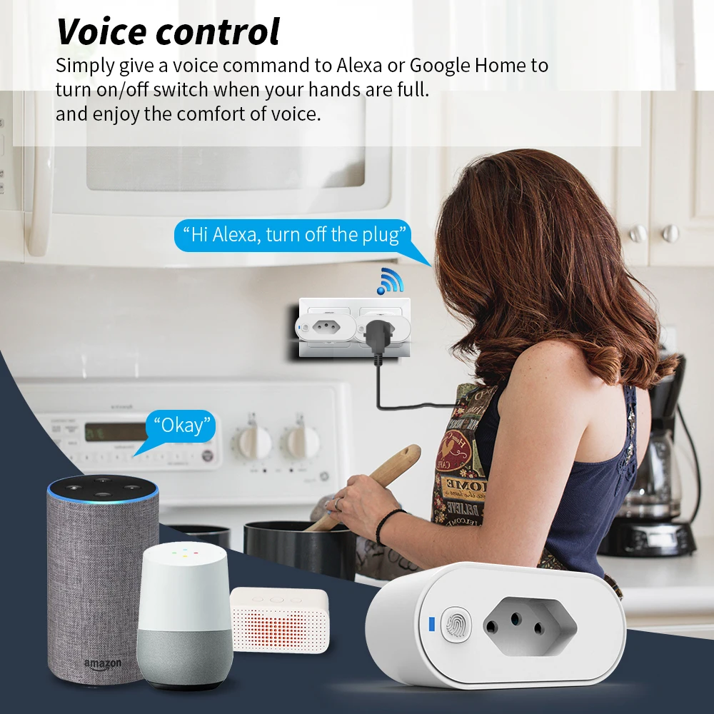 Tuya WIFI / Zigbee Brazil Smart Plug 16A Socket Power Monitor APP Remote Control Outlet Voice Control with Google Home Alexa