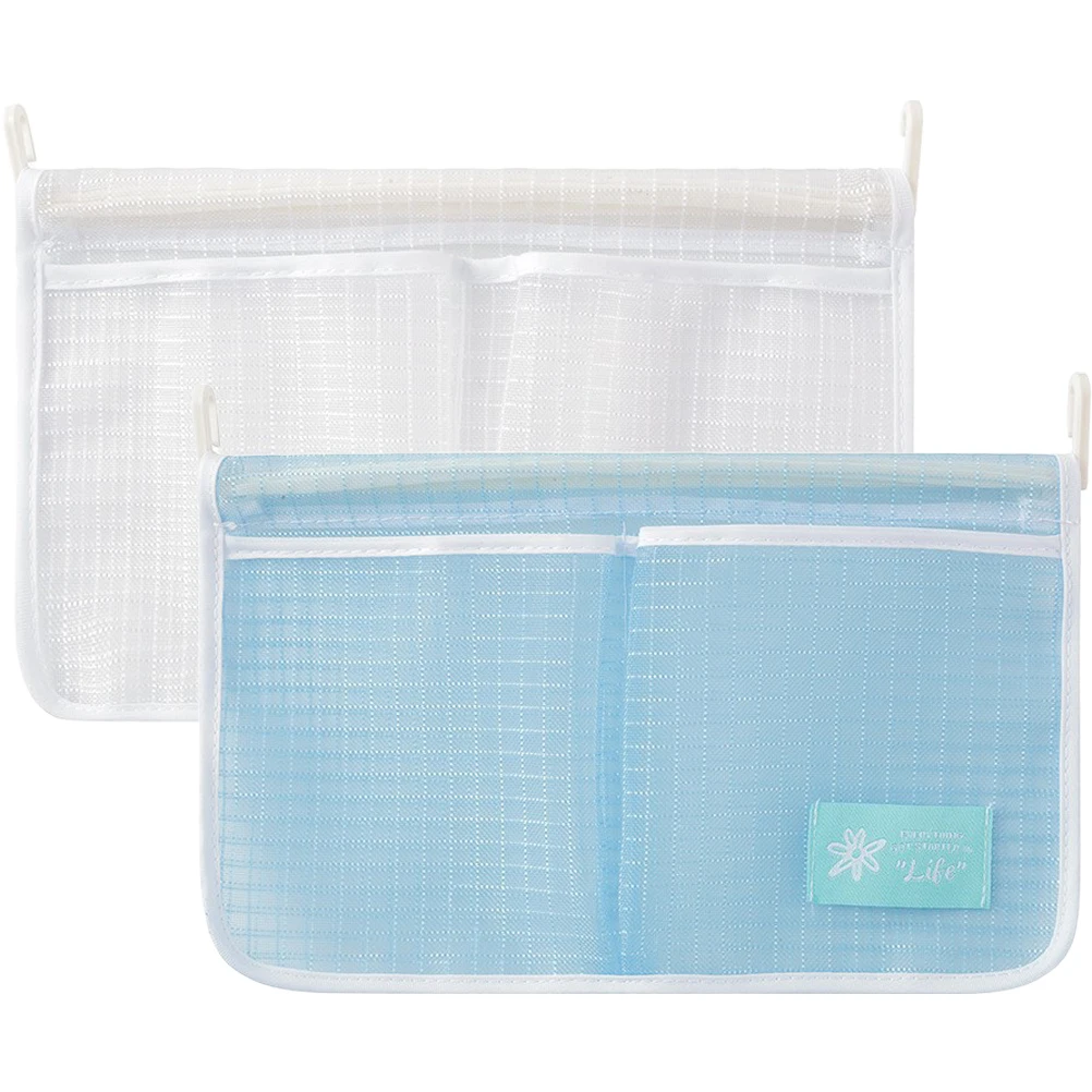 

2pcs Hanging For Fridge Reusable Mesh Organizer Double Compartment Refrigerator Door Storage Pouch Space Saving Sundries Sorting