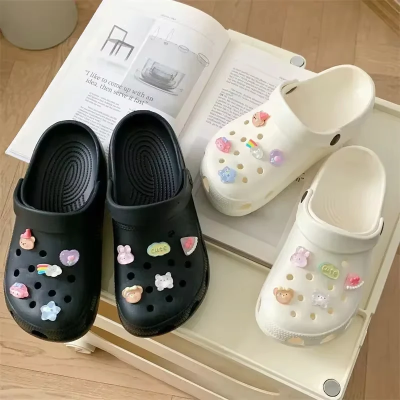 2024 New Hot Sale Diy Hole Shoes Charms Cartoon Rainbow Bear Shoe Decoration Buckle Quality Garden Shoe Decoration Girl