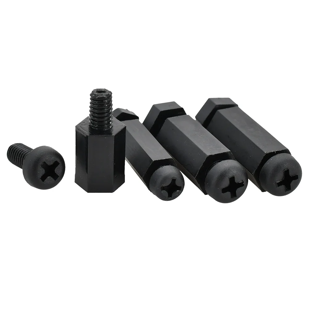 Black Nylon Motherboard Standoff Phillips Screw Hex Nut Set PCB Support Pillars Board Rack Stud Insulation Bolts M2 M2.5 M3 M4