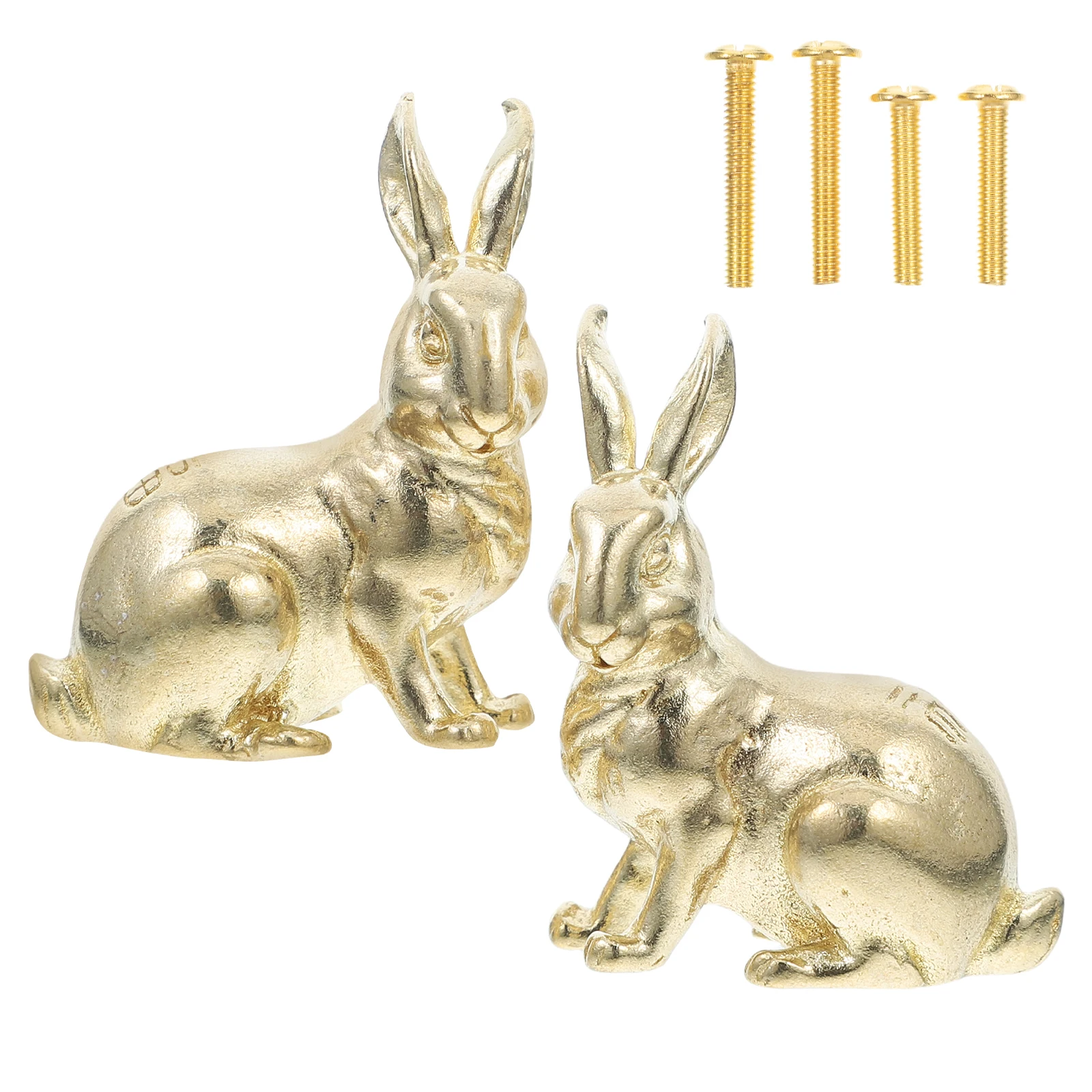 

2pcs Brass Bunny Drawer Knobs Adorable Rabbit Cabinet Handles Durable Bronze Metal Handles For Furniture Dressers Home Decor