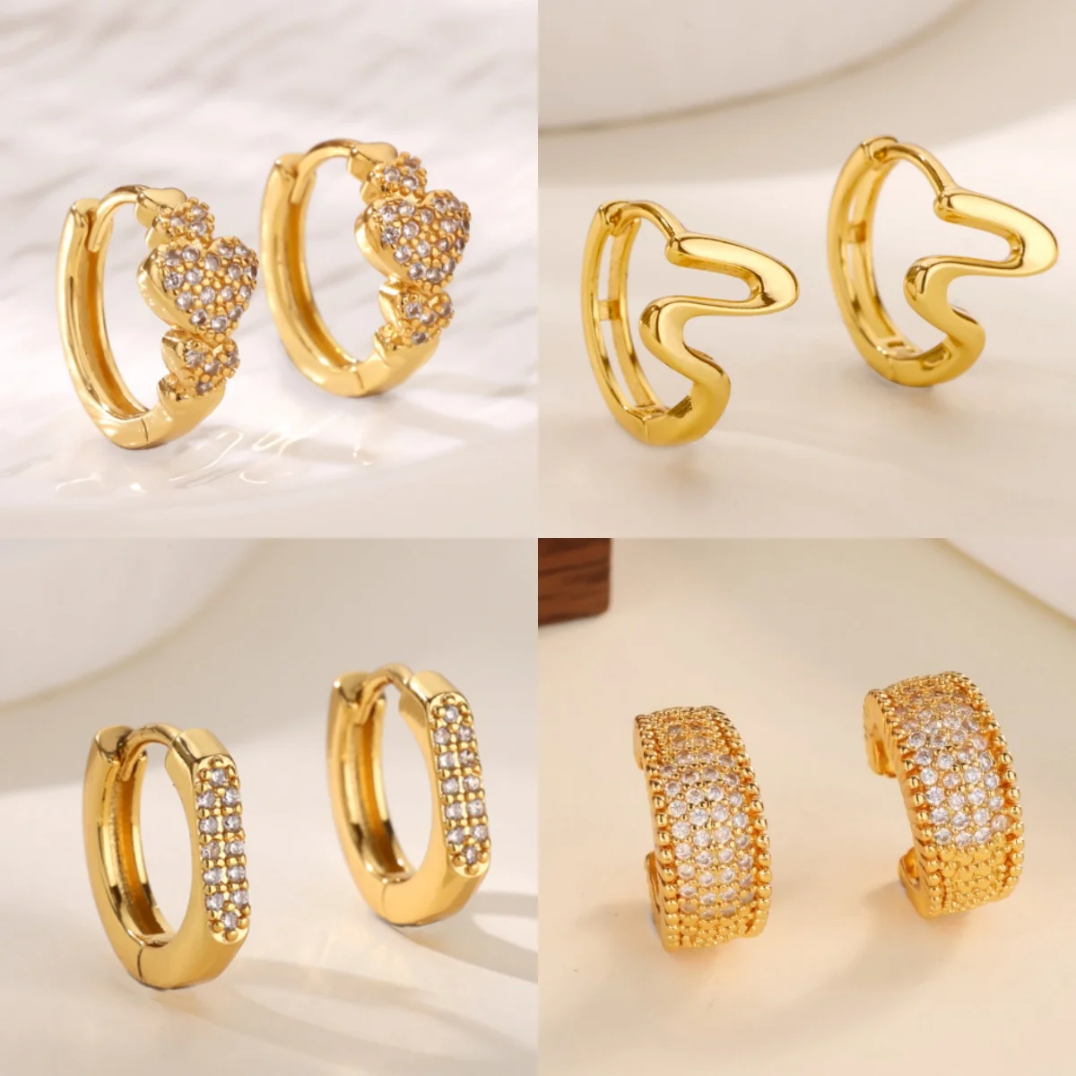 Klassische geometrische Zirkonia-Ohrringe für Damen, 18 Karat vergoldeter Schmuck, Ohrring-Geschenk, kostenloser Versand