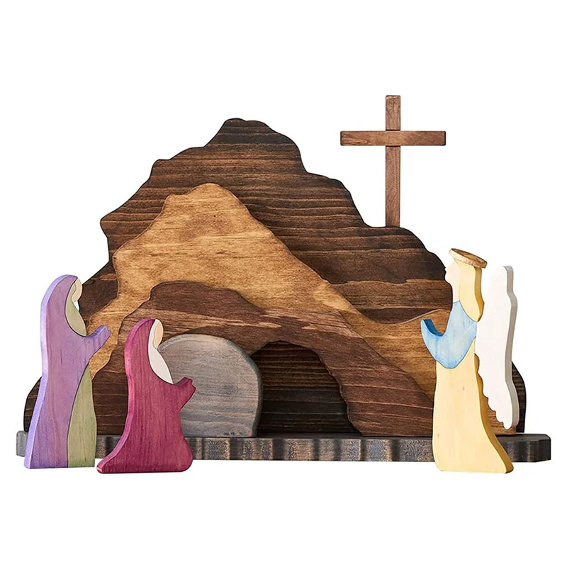 

Halloween Day Decorations Religious - Resurrection Scene Wooden Nativity Set Wooden Manger Creche Nativity Scene