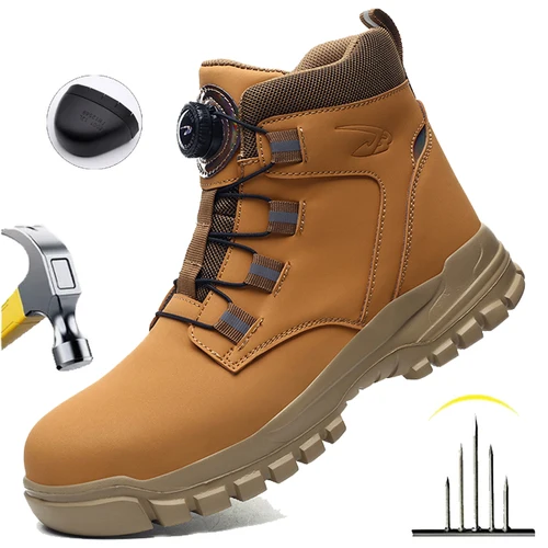 Botas de seguridad con punta de acero Para Hombre, Botas de trabajo impermeables, zapatos de seguridad antigolpes y antipinchazos, zapatos indestructibles
