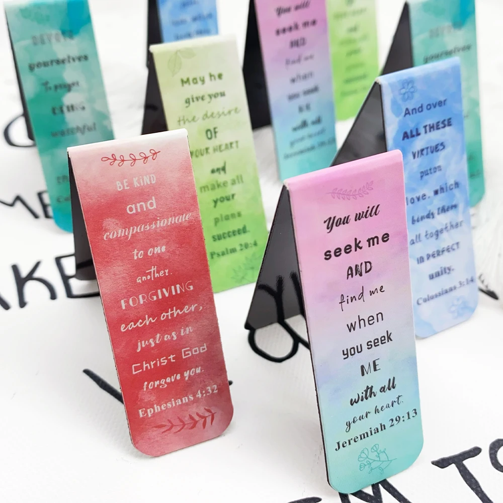 5pcs Small Fresh Bible Verse Magnetic Bookmarks Reading Pages Books Annotated School Stationary Supplies DIY Aesthetic Bookmarks