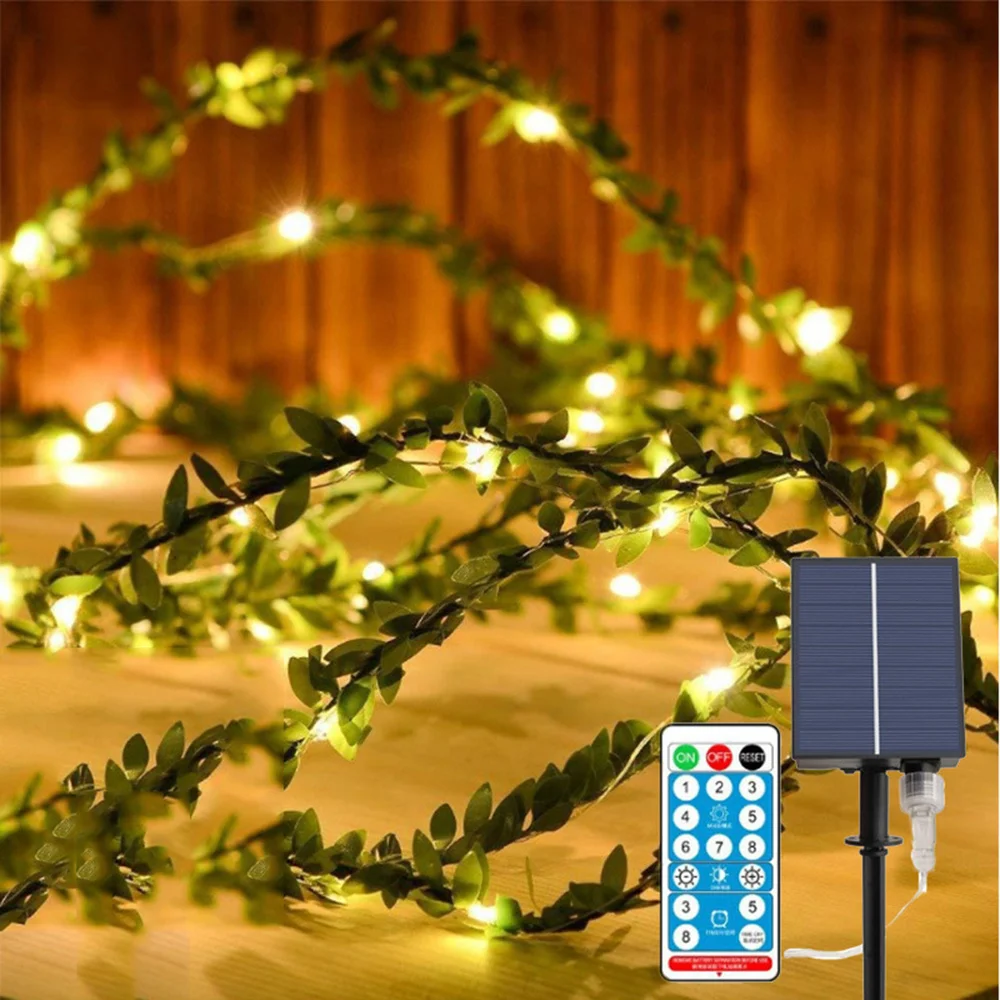 

10M 100 LED Solar Light Vine String Light Street Garland Fairy Lights Artificial Ivy Vine Lights for Forest Party Spring Decor