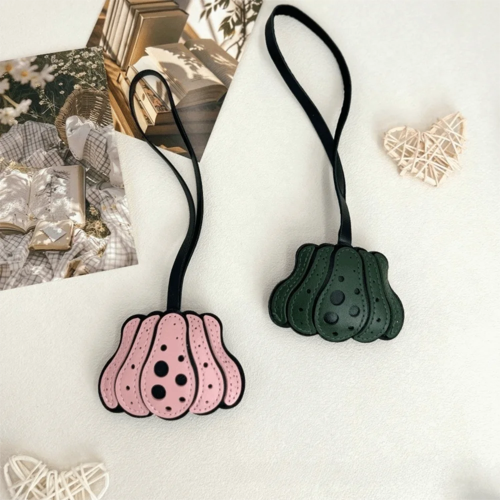 Creative Solid Color Pumpkin Keychain Polka Dot Leather Halloween Bag Pendant Key Ring Charm Beg Accessories Car Pendant