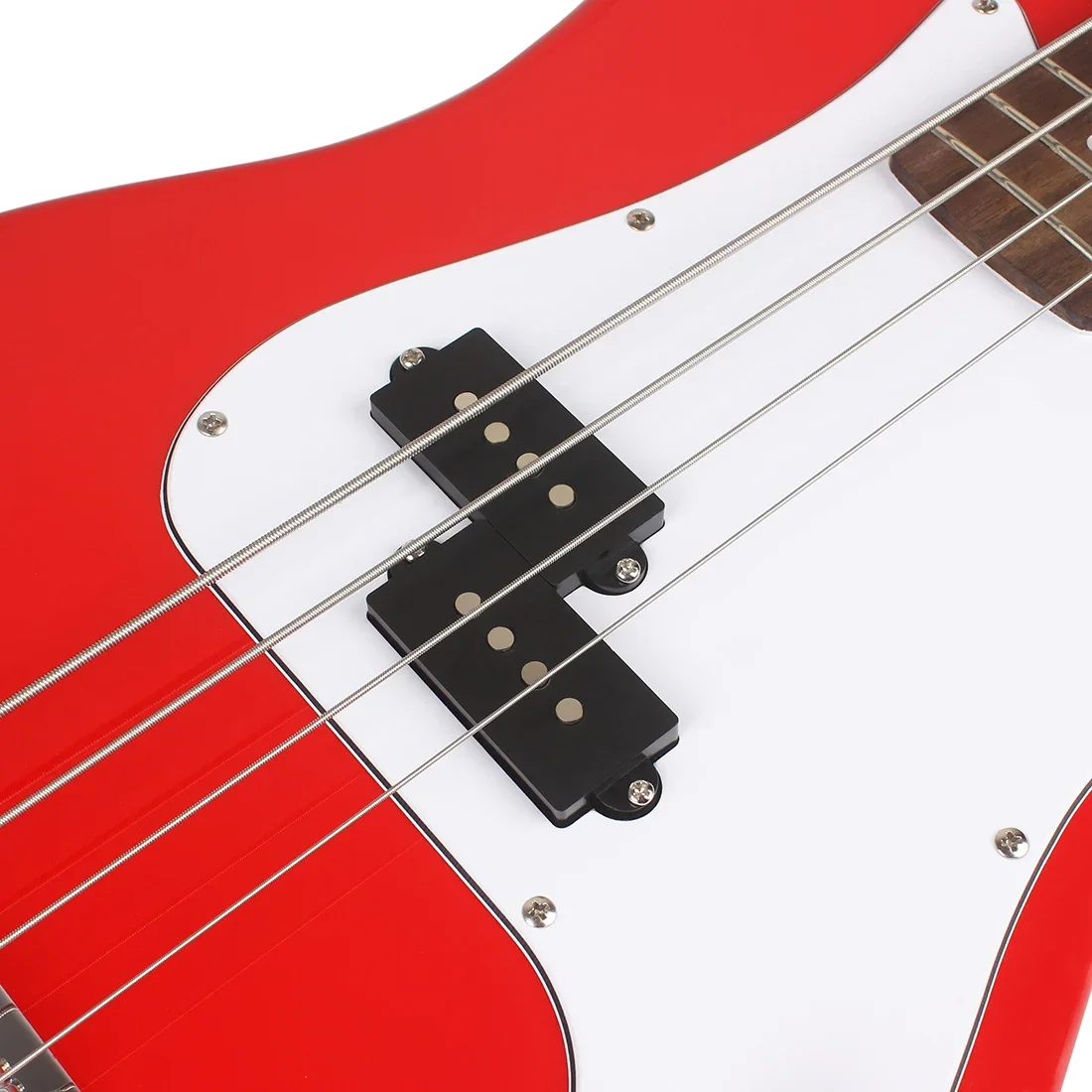 Red 4 String Electric Bass 20 Frets Basswood Body Bass Guitar with Tuner Strings Capo Stand Strap Accessories