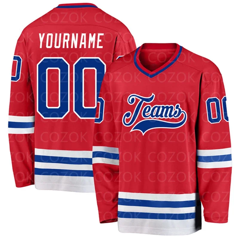 Custom Red Hockey 3D Print You Name Number Men Women Ice Hockey Jersey Competition Training Jerseys