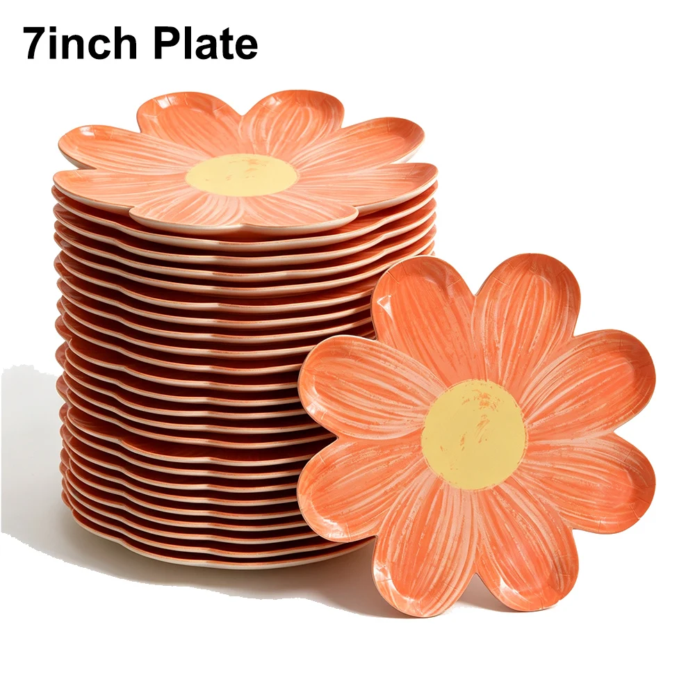 10-50Pcs Daisy Paper Plate Daisys Flower Shape Dessert Plates Disposable Tableware Wedding Baby Shower Birthday Party Supplies