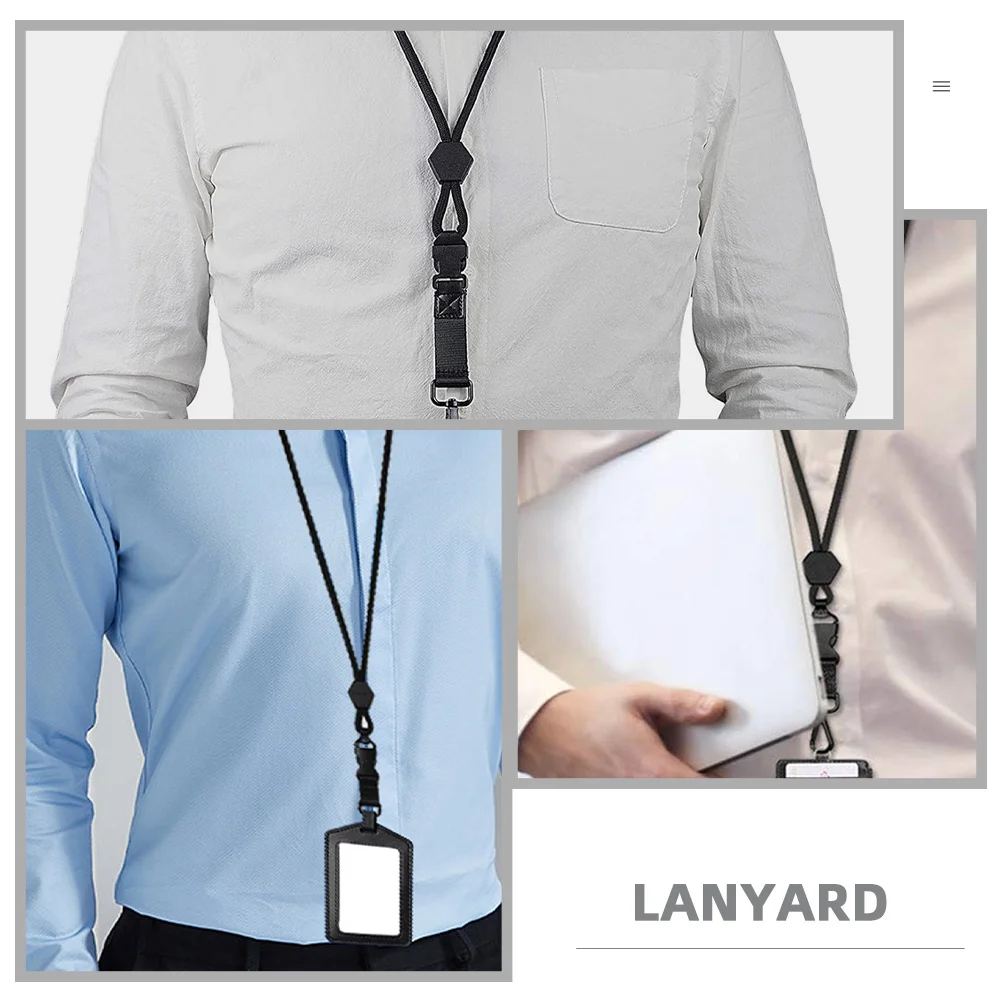 أسود خطاف معدني ثقيل معرف الحبل الرقبة شارة حبل الحبل مع انفصال السلامة قابل للتعديل حزام الهاتف المحمولة حبال معلقة #1