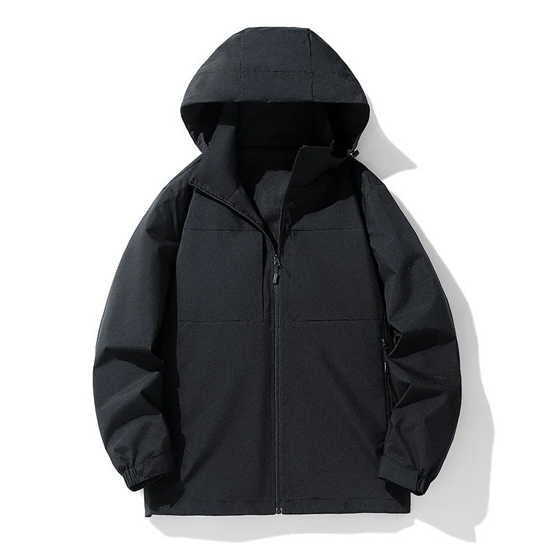 

Man Autumn Jacket Simple Solid Color Long Sleeve Zipper Male Hooded Coat Windproof Breathable Lightweight Outdoor Men Outerwear
