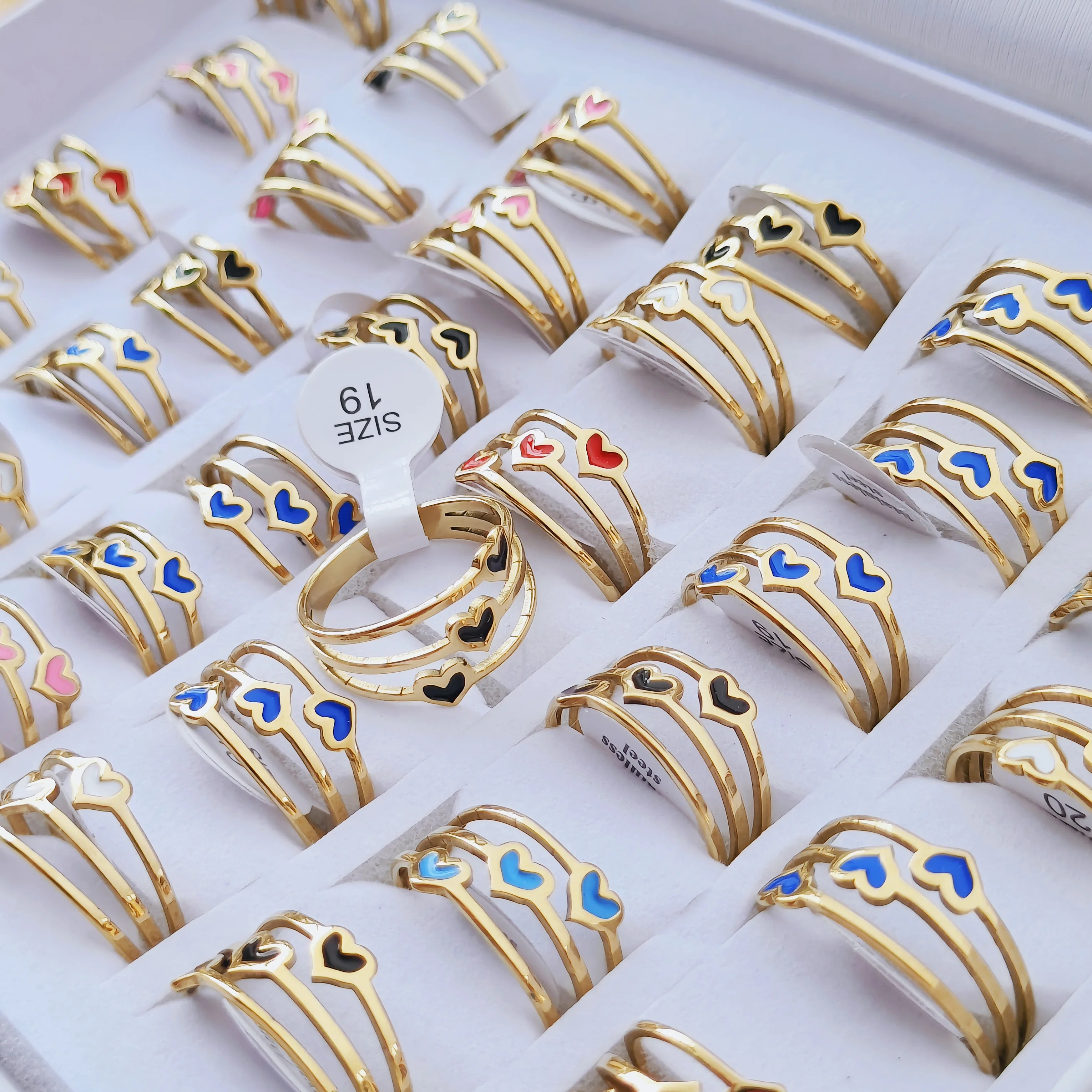 30pcs/Lot Wholesale Stainless Steel Rings For Women Drip Oil Design Love Jewellery Wedding High Quality Gift