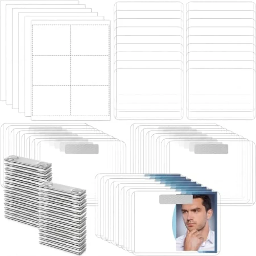 

200 Pack Magnetic Name Badge Holders with Printable Inserts 3"x4" Magnet Name Tags Customizable Clear ID Badge Holders with Cli