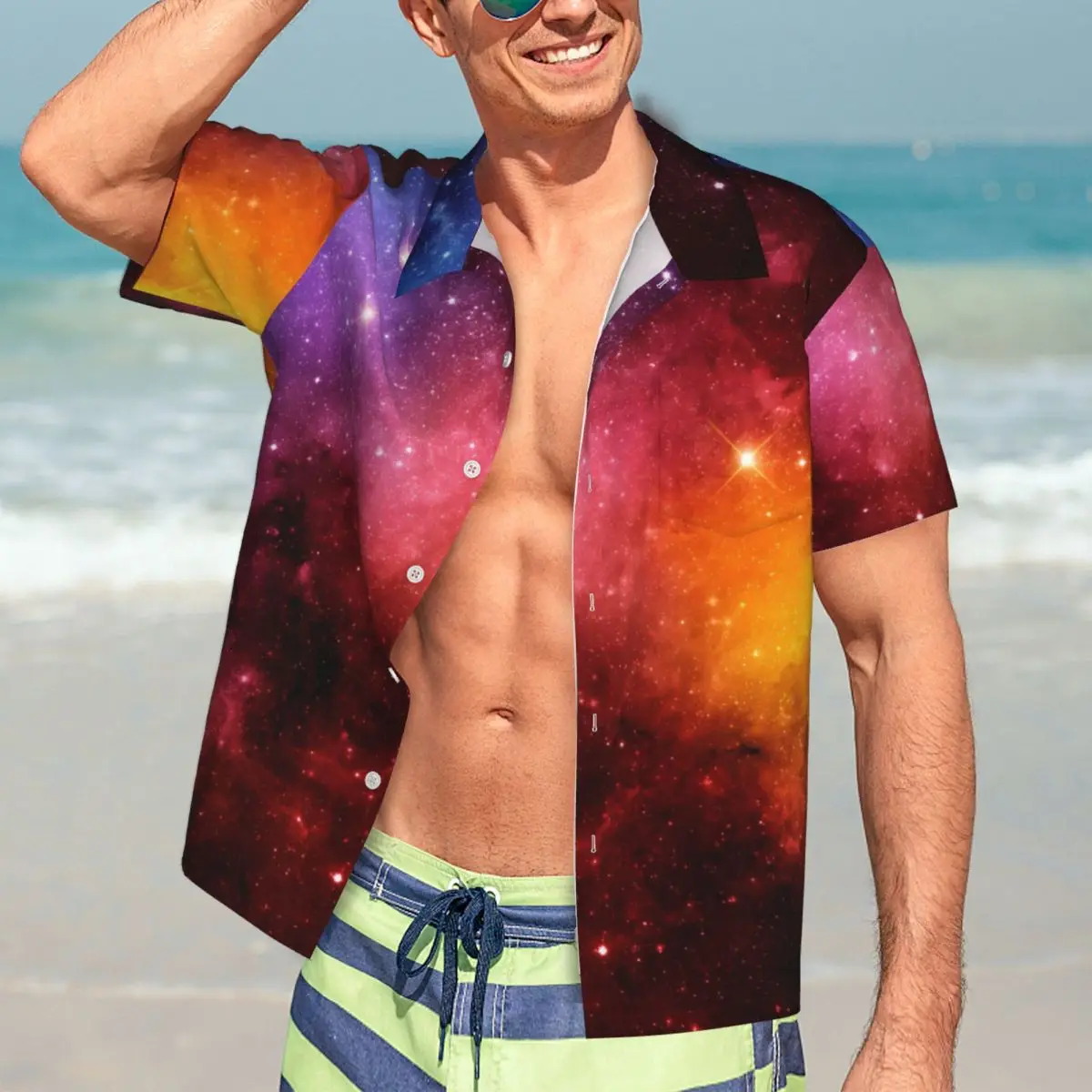 

Uter Space Astrophotography Galaxy Nebula Hawaiian Shirt Men Beach Casual Shirts Street Style Design Cool Oversized Blouses