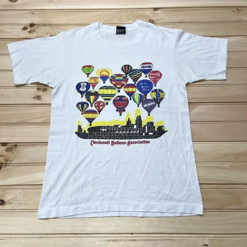 Vintage 80S Cincinnati Hot Air Balloon Advertisement Promo T Shirt Size Medium