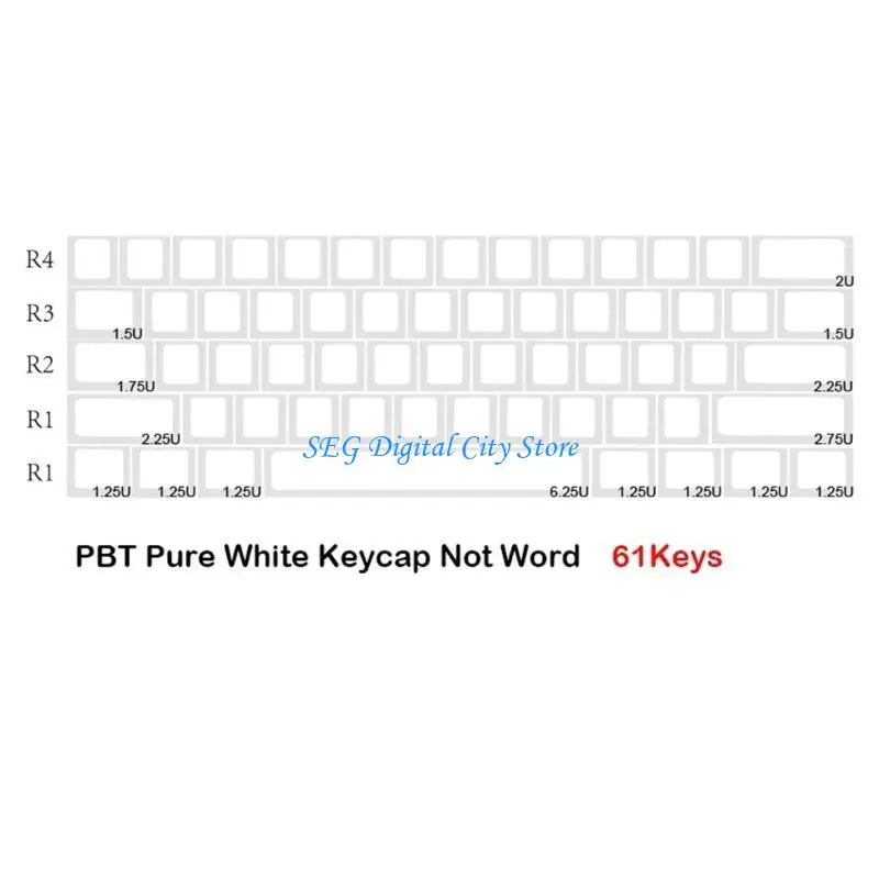 

U75B 61Pcs PBT Blank DIY Keycap Mechanical Keyboards XDA Profile Not Print White Keycap Set for Mechanical Keyboards