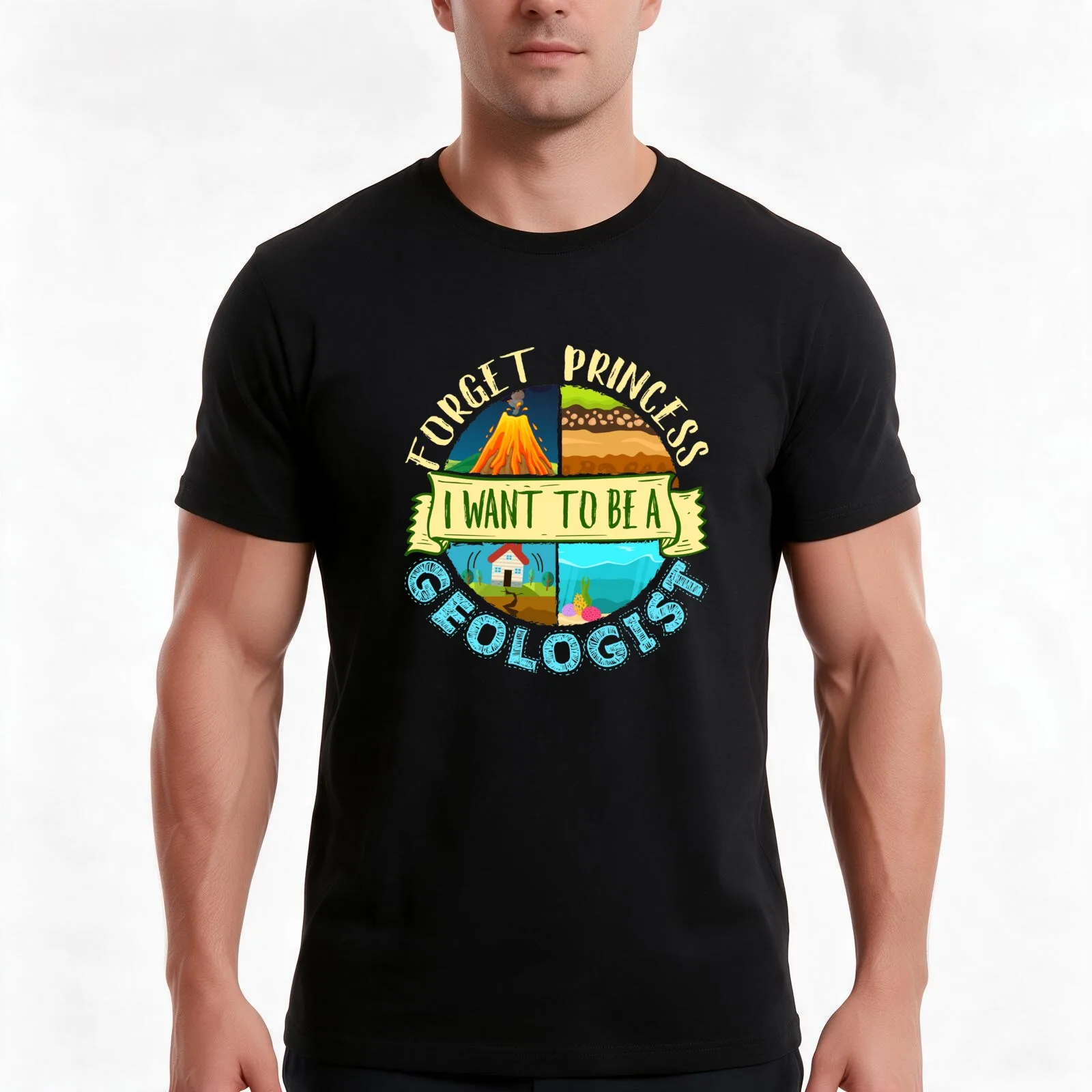 Forget Princess I Want to Be a Geologist T-Shirt, Summer Casual Cotton Tee, Oversized Streetwear Tops, Vintage Graphic Print