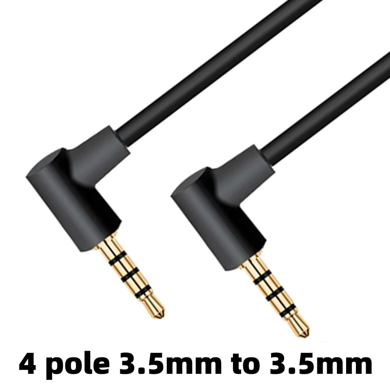 1/8 cala TRRS Aux Kabel 90 stopni pod kątem prostym 4-biegunowy 3,5 mm męski do męskiego Stereo Audio Przewód do iPoda Smartfony Tablety Słuchawki