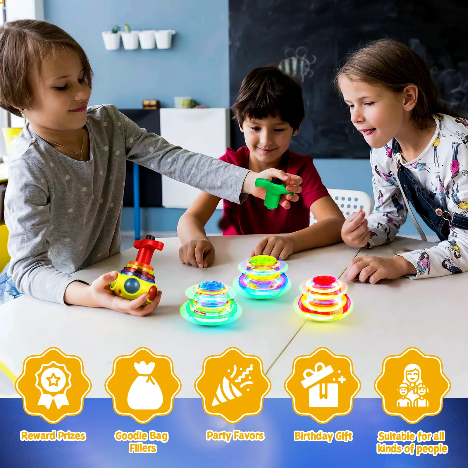 

4 Pcs Gyro Fun Toys for Children Children's Musical Instrument Light-emitting Party Favors Kids Plastic Electric