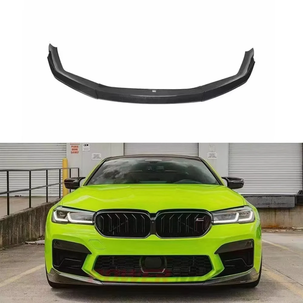 3PCS/SET  Carbon Fiber F90 M5 LCI Front Splitter Lips for BMW M5 LCI Competition Sedan 4-Door 2021 Front Bumper Lip
