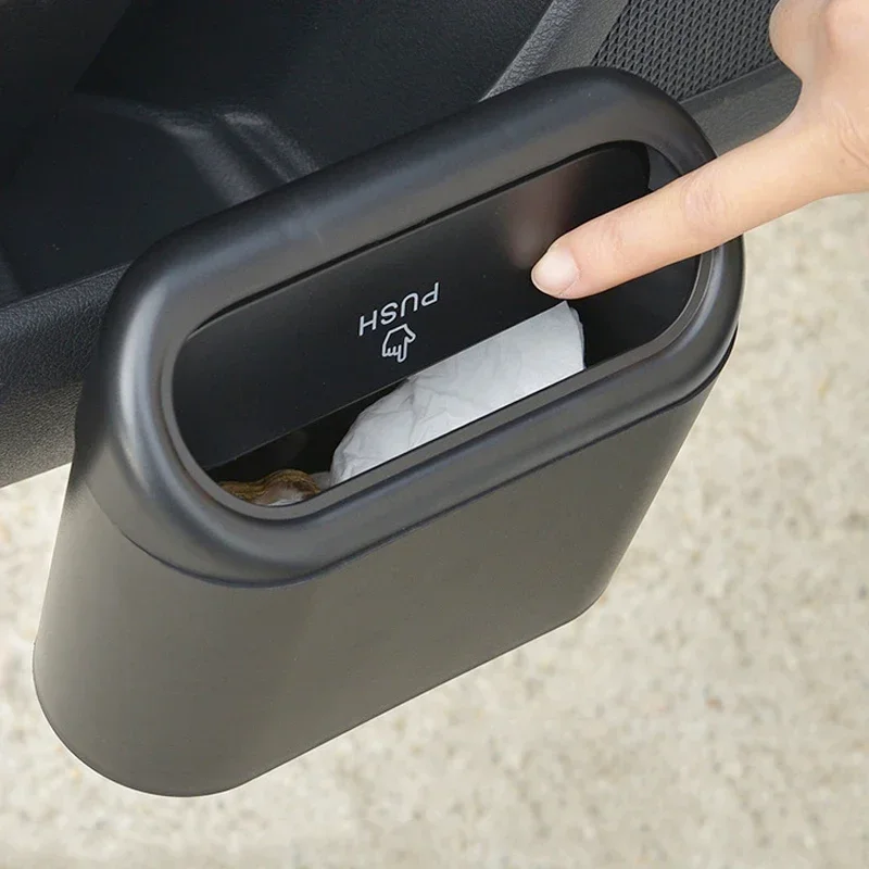 

Car Storage Box Vehicle Garbage Dust Case Black Square Pressing Type Trash Car Trash Bin Hanging Can Auto Interior Accessories