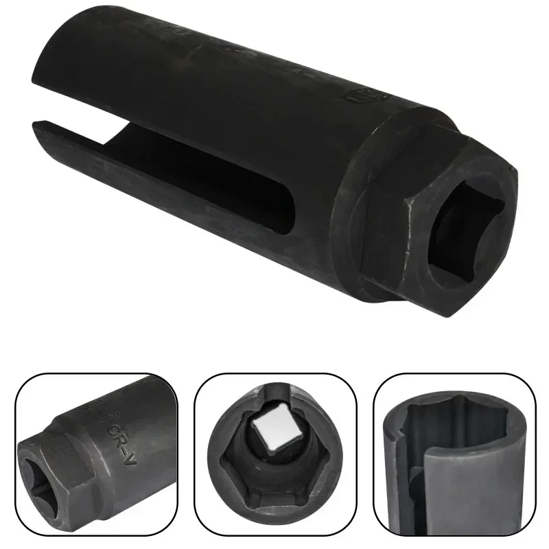 22mm Black Narrow Mouth Lambda Sensor Removal Socket Kit CR-V Steel 1/2 Drive 8mm Slot for Car Tools Oxygen Vacuum