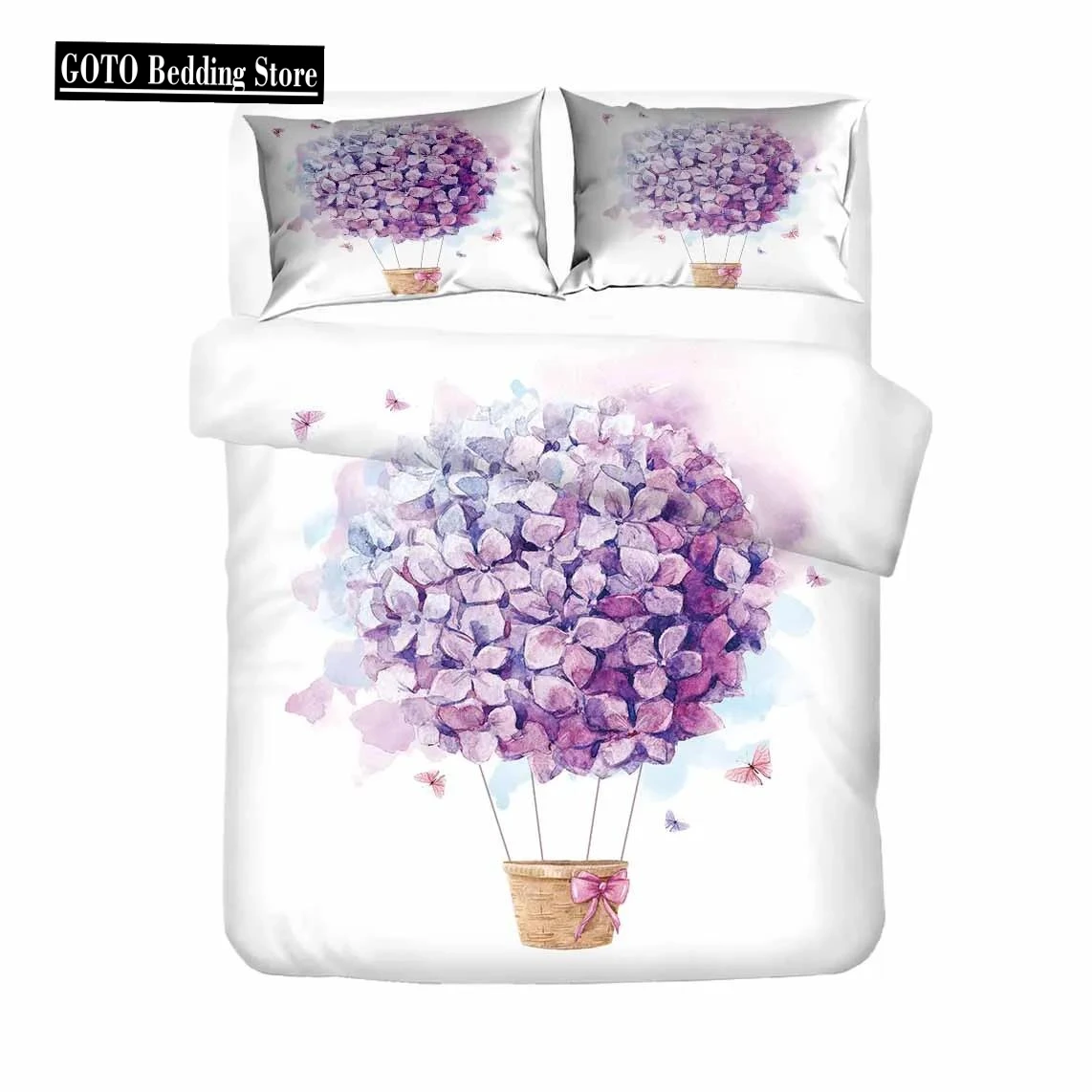 

Rose Flower Balloon Bedclothes 2/3Pcs Comfortable Duvet Cover Set Pillow Case Bedding Sets EU/US/AU/UK Single Twin Double Queen