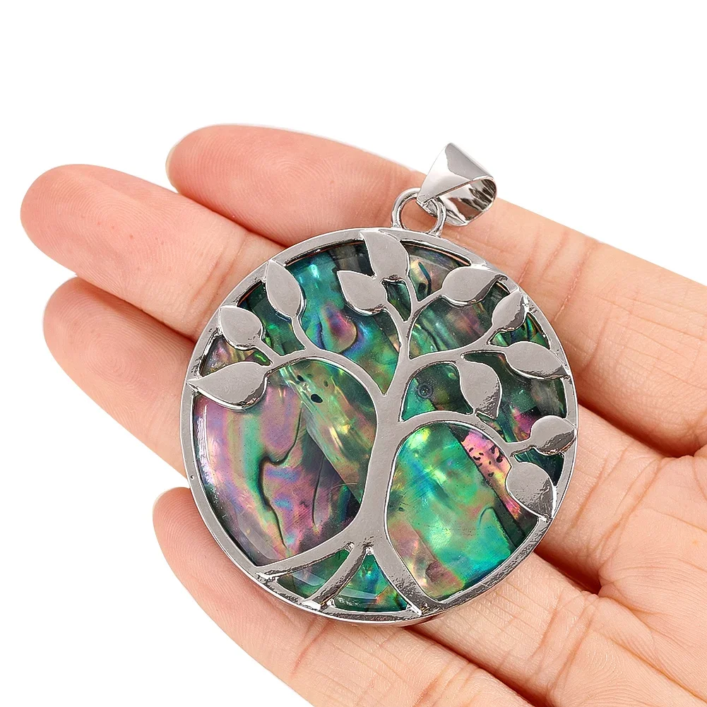 

Real Abalone Shell Pendant Rainbow Branch Tree of Life Necklace DIY Jewelery Yoga Healing Dangle Meditation DIY